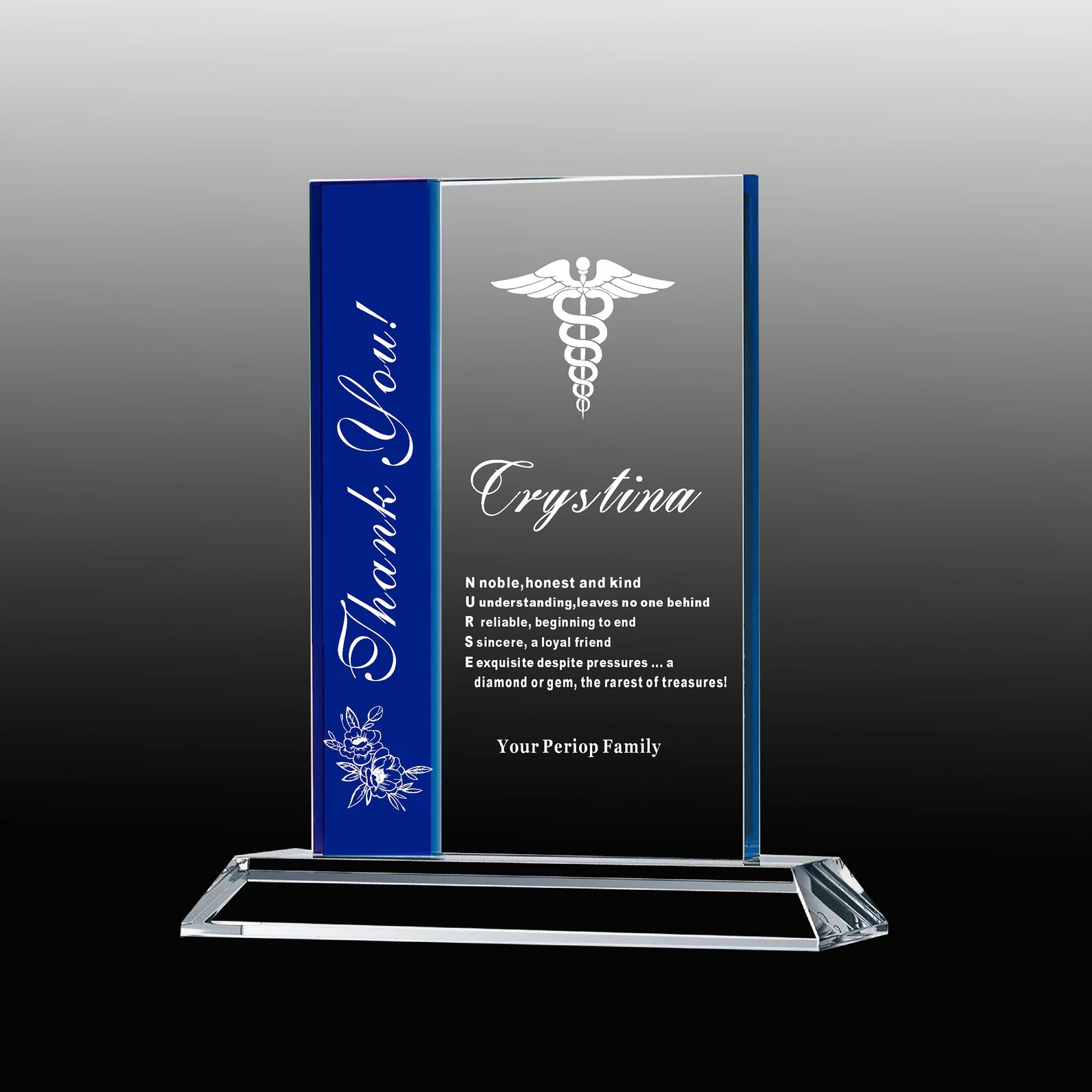 Bảng vinh danh pha lê ghép miếng xanh mã 093