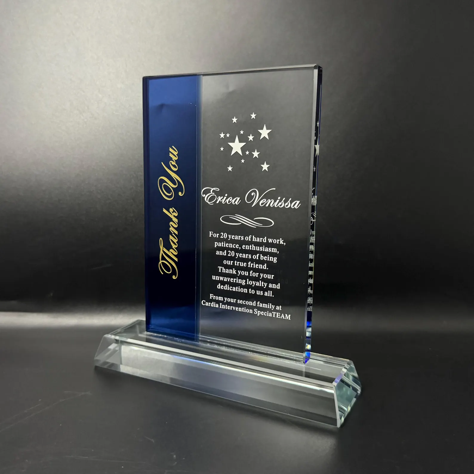 Bảng vinh danh pha lê ghép miếng xanh mã 093