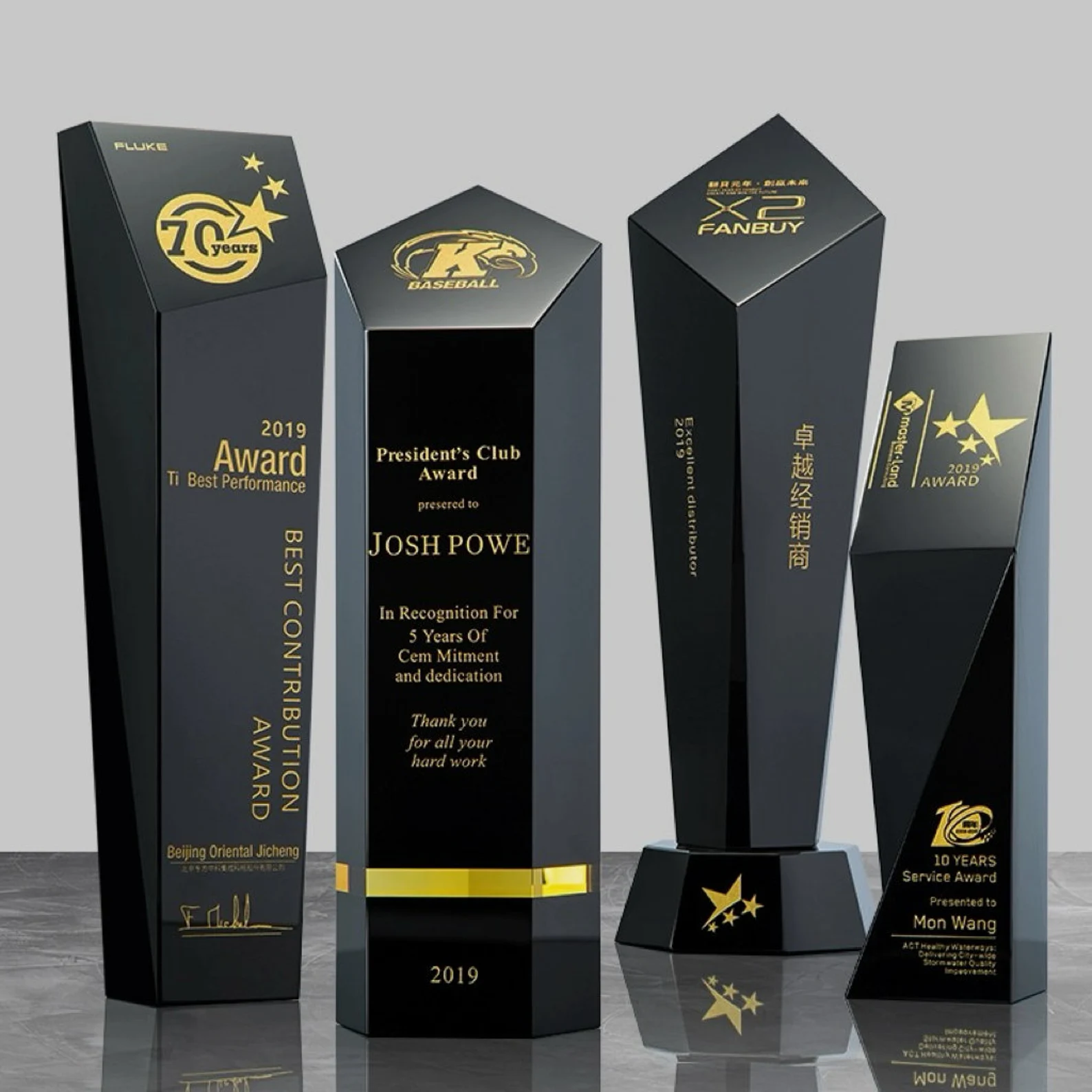 Cúp pha lê cao cấp lục giác đen tuyền mã 281