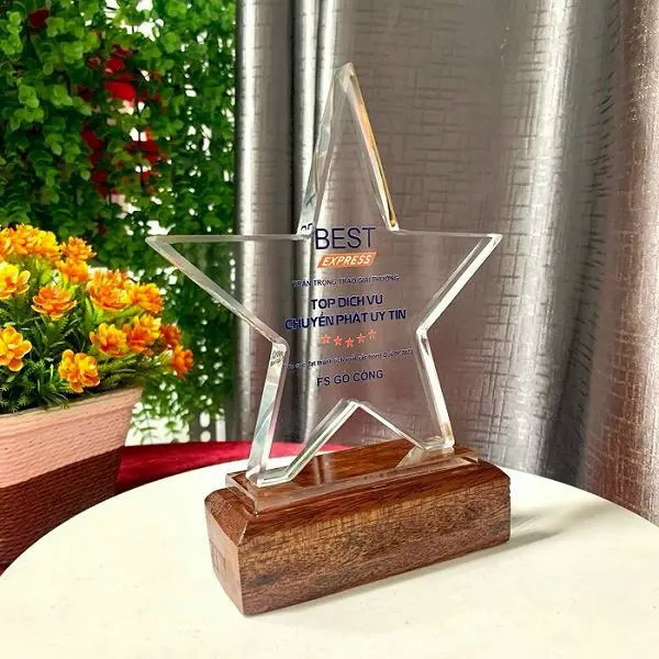 Kỷ niệm chương pha lê ngôi sao năm cánh đều mã 071